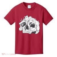 Skull Head With Cats Kids T-Shirt thumb 0