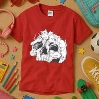 Skull Head With Cats Kids T-Shirt thumb 3