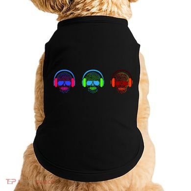 Skull Icons With Headphones Doggie Tank