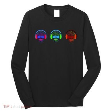 Skull Icons With Headphones Long Sleeve Shirt