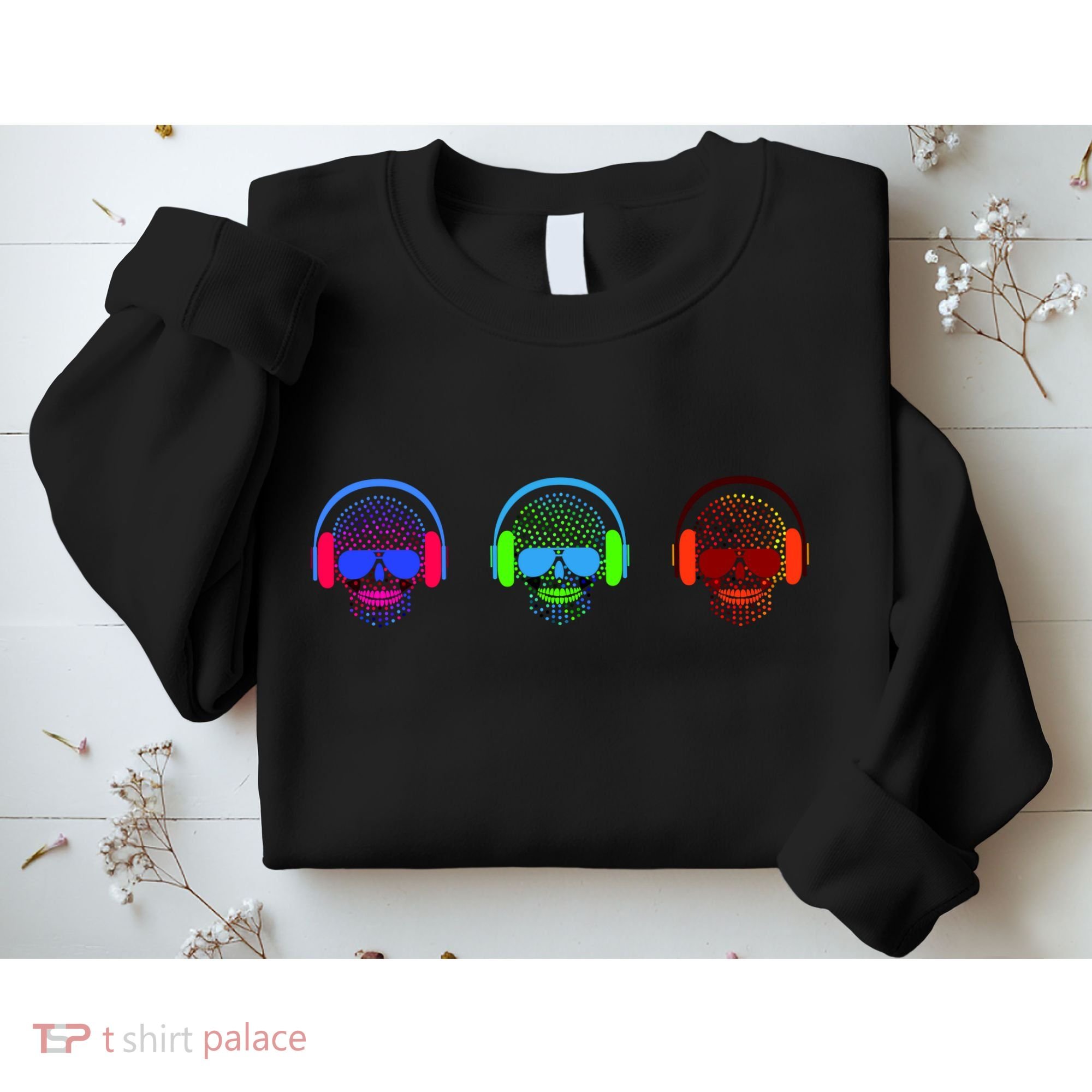 Skull Icons With Headphones Sweatshirt