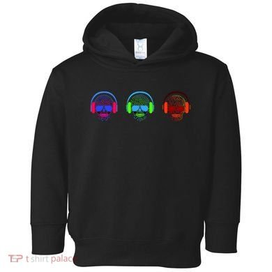 Skull Icons With Headphones Toddler Hoodie