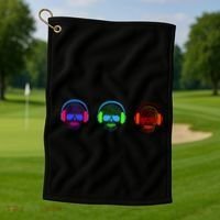 Skull Icons With Headphones Golf Towel thumb 1