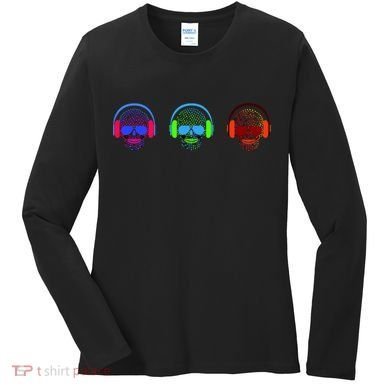Skull Icons With Headphones Women's Long Sleeve Shirt