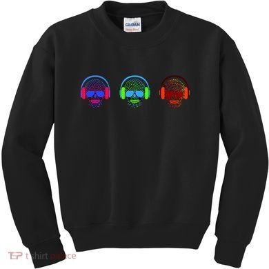 Skull Icons With Headphones Kids Sweatshirt