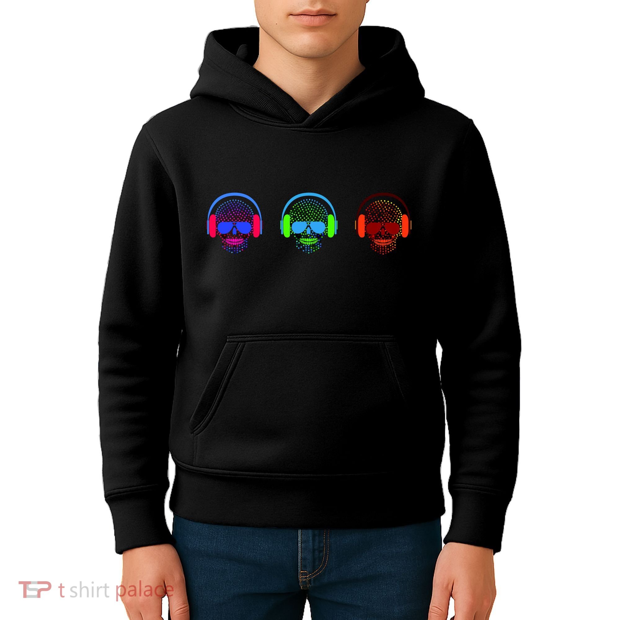 Skull Icons With Headphones Kids Hoodie