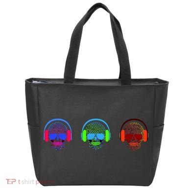 Skull Icons With Headphones Tote Bag