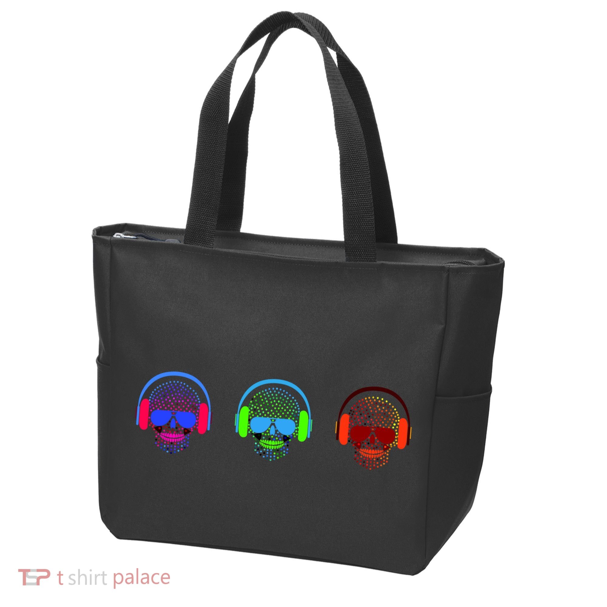 Skull Icons With Headphones Tote Bag