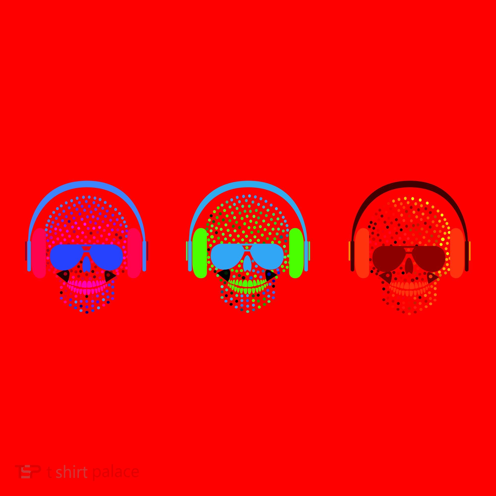 Skull Icons With Headphones Santa Hat