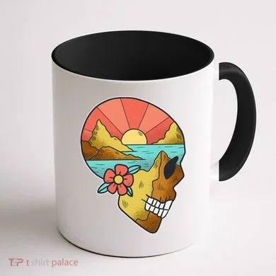 Skull Landscape Sunset Coffee Mug back