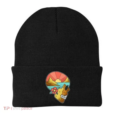 Skull Landscape Sunset Beanie