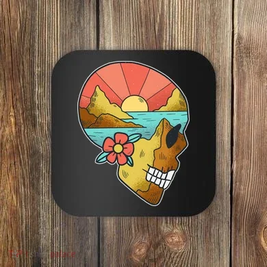 Skull Landscape Sunset Coaster