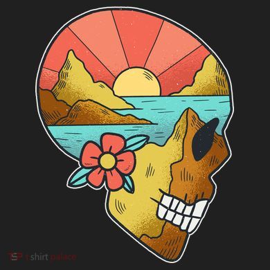 Skull Landscape Sunset Women's Dry Zone Grid Polo