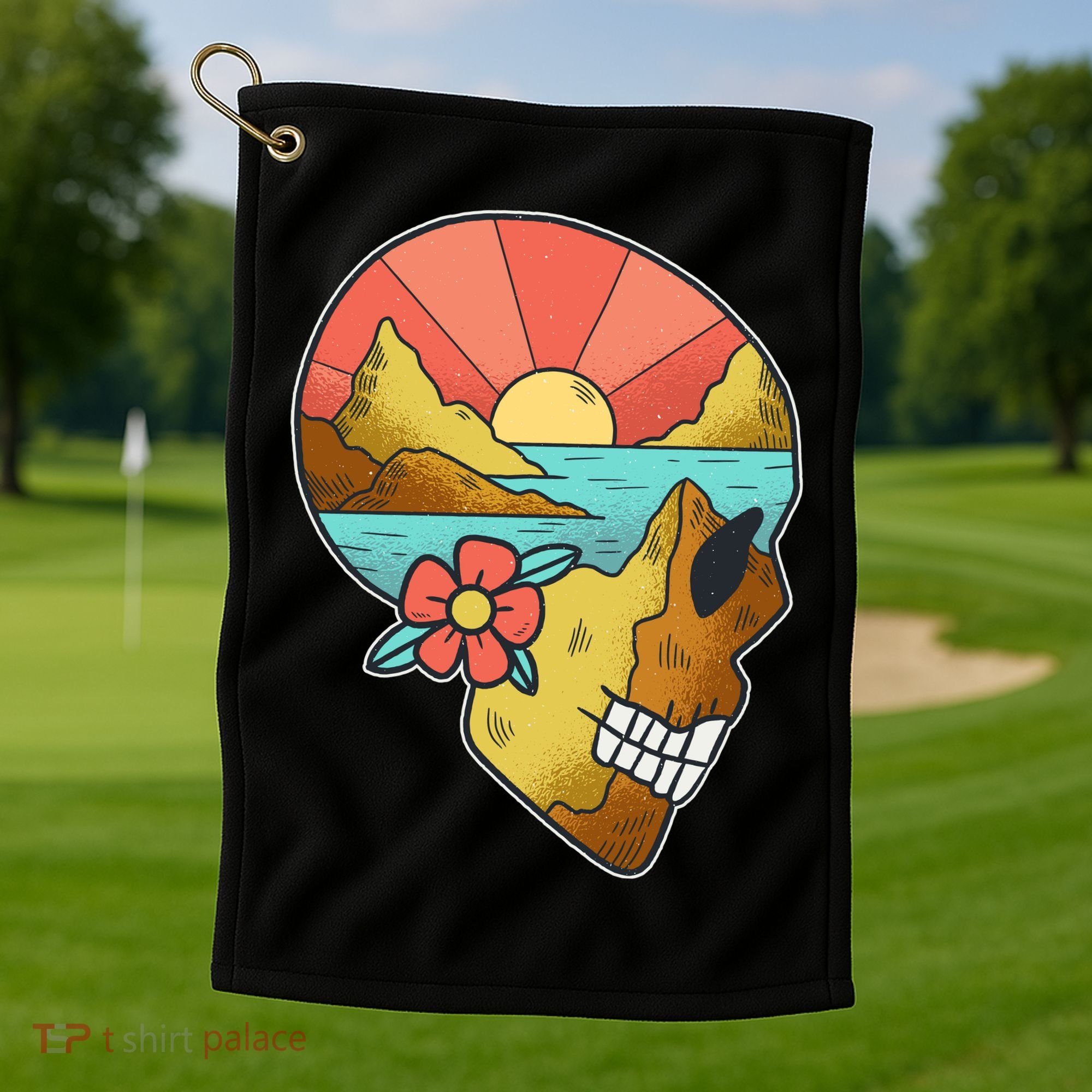 Skull Landscape Sunset Golf Towel