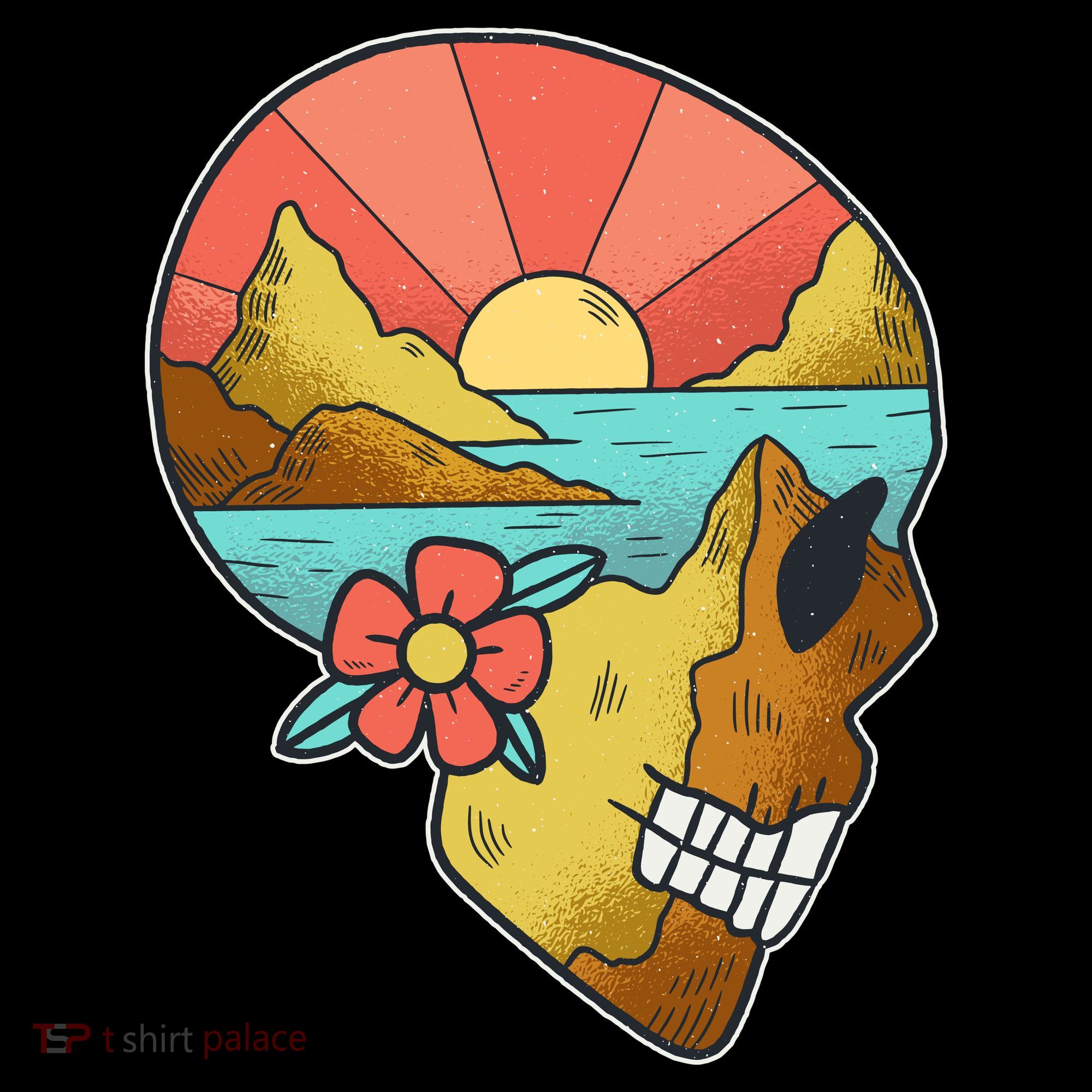 Skull Landscape Sunset Women's Perfect Tri Rocker Tank