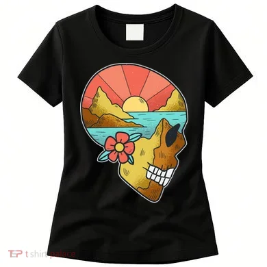 Skull Landscape Sunset Women's T-Shirt