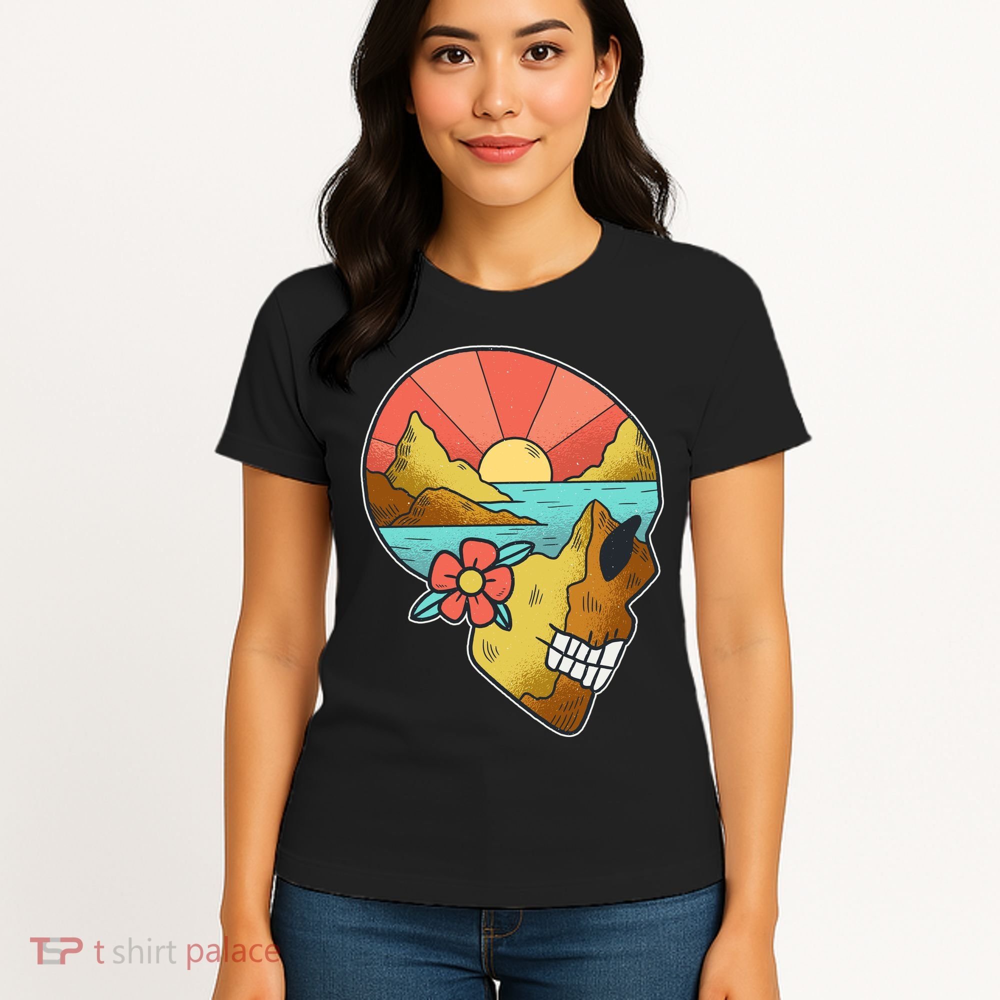 Skull Landscape Sunset Women's T-Shirt