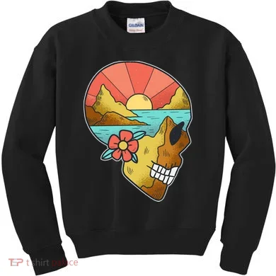 Skull Landscape Sunset Kids Sweatshirt