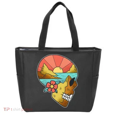 Skull Landscape Sunset Tote Bag