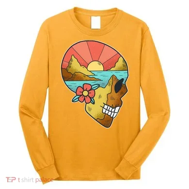 Skull Landscape Sunset Long Sleeve Shirt