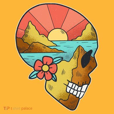 Skull Landscape Sunset Youth Performance Sprint T-Shirt