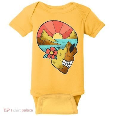 Skull Landscape Sunset Baby Bodysuit