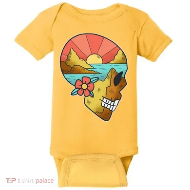Skull Landscape Sunset Baby Bodysuit