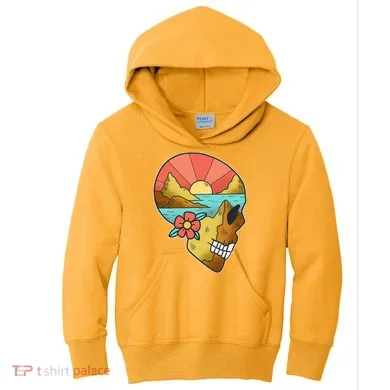 Skull Landscape Sunset Kids Hoodie