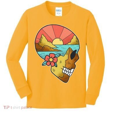 Skull Landscape Sunset Kids Long Sleeve Shirt