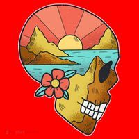 Skull Landscape Sunset Santa Hat thumb 1