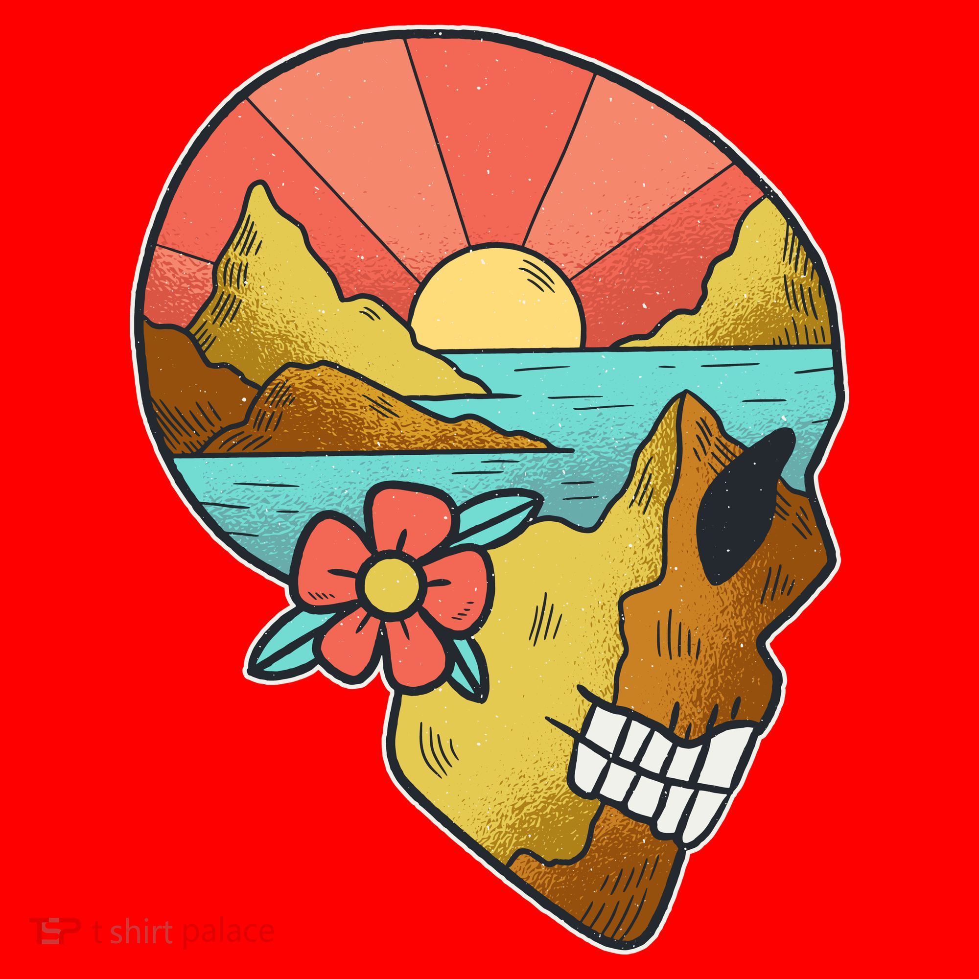 Skull Landscape Sunset Santa Hat