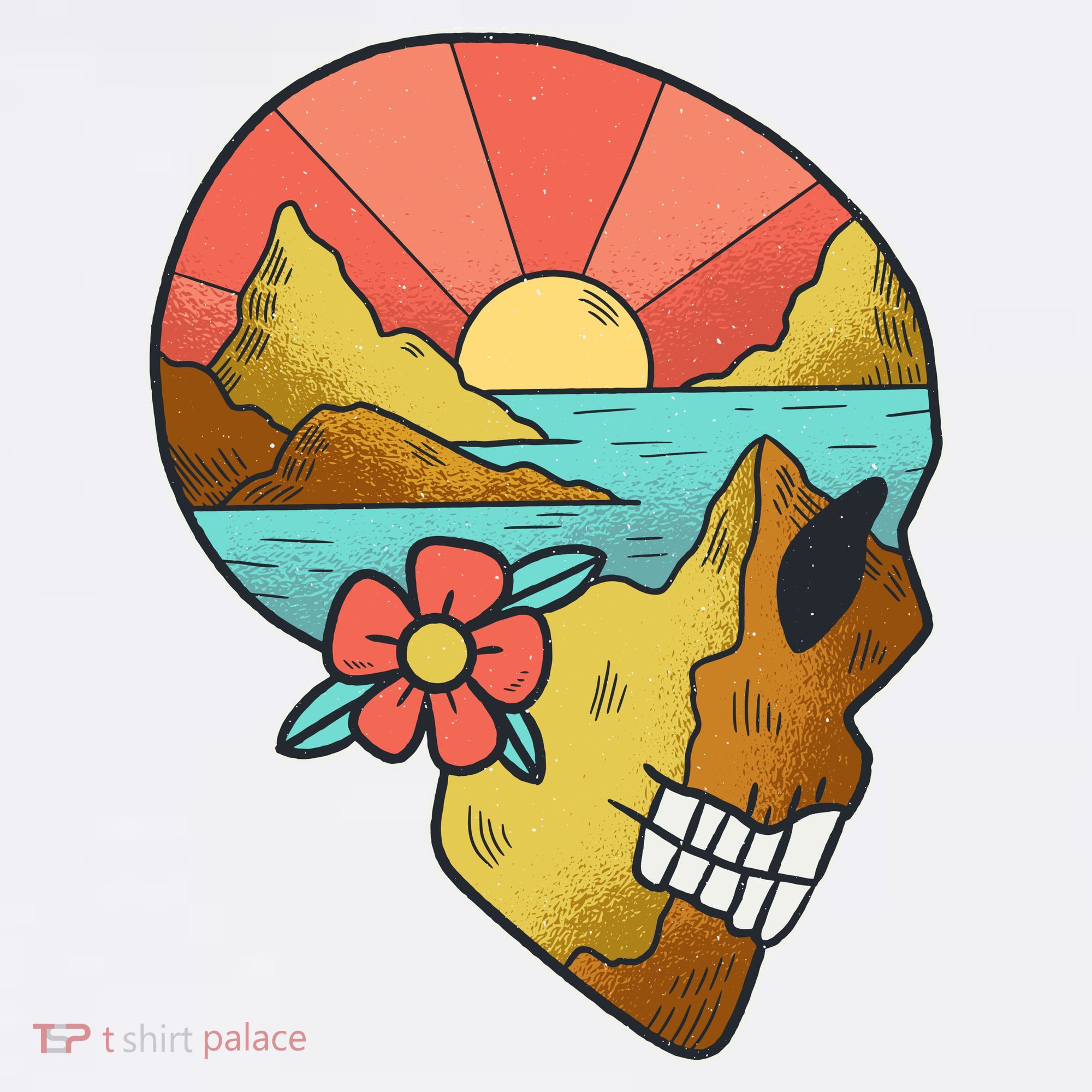 Skull Landscape Sunset Garment-Dyed Sweatshirt