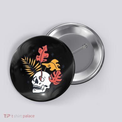 Skull Leaves Button
