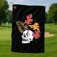 Skull Leaves Golf Towel thumb 1