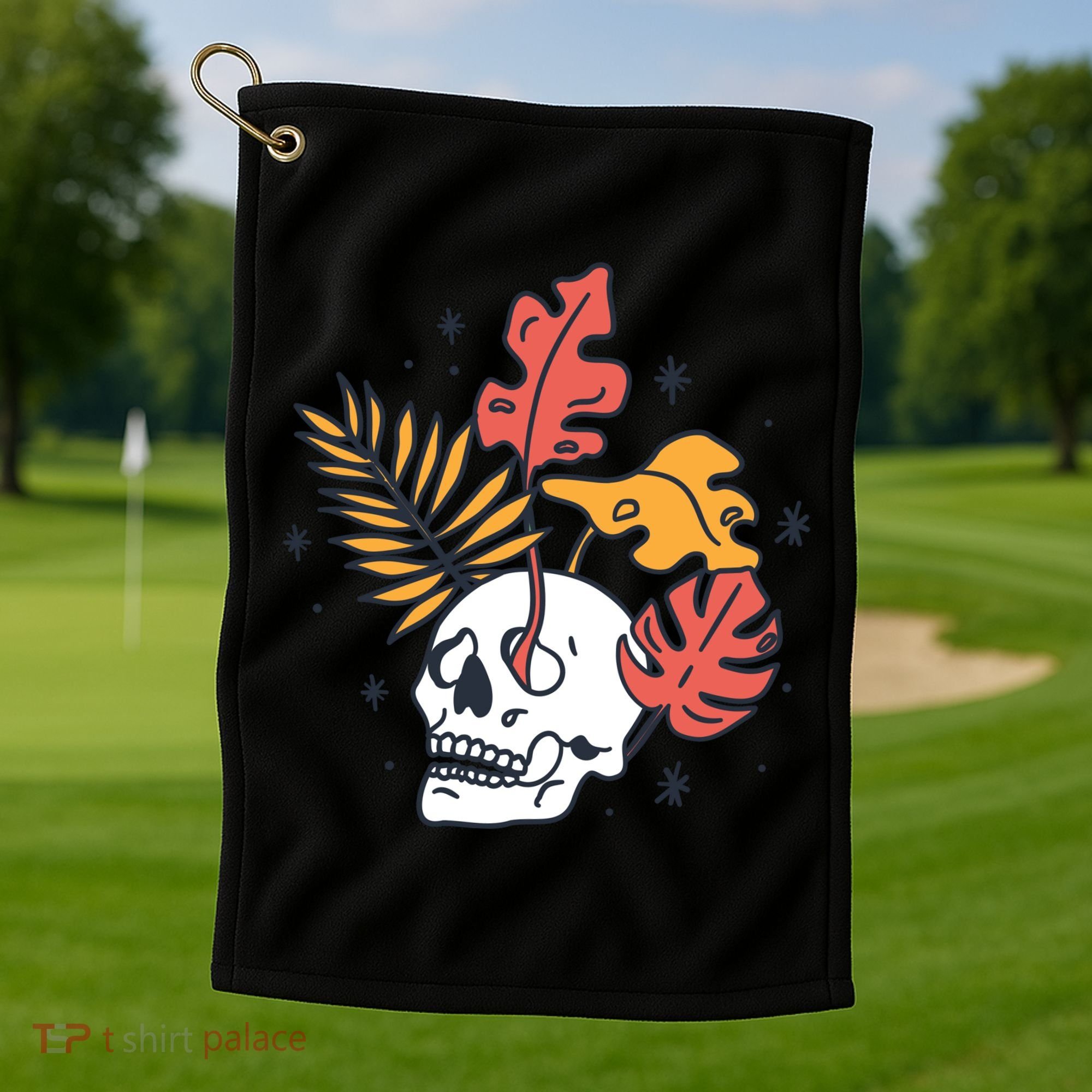 Skull Leaves Golf Towel