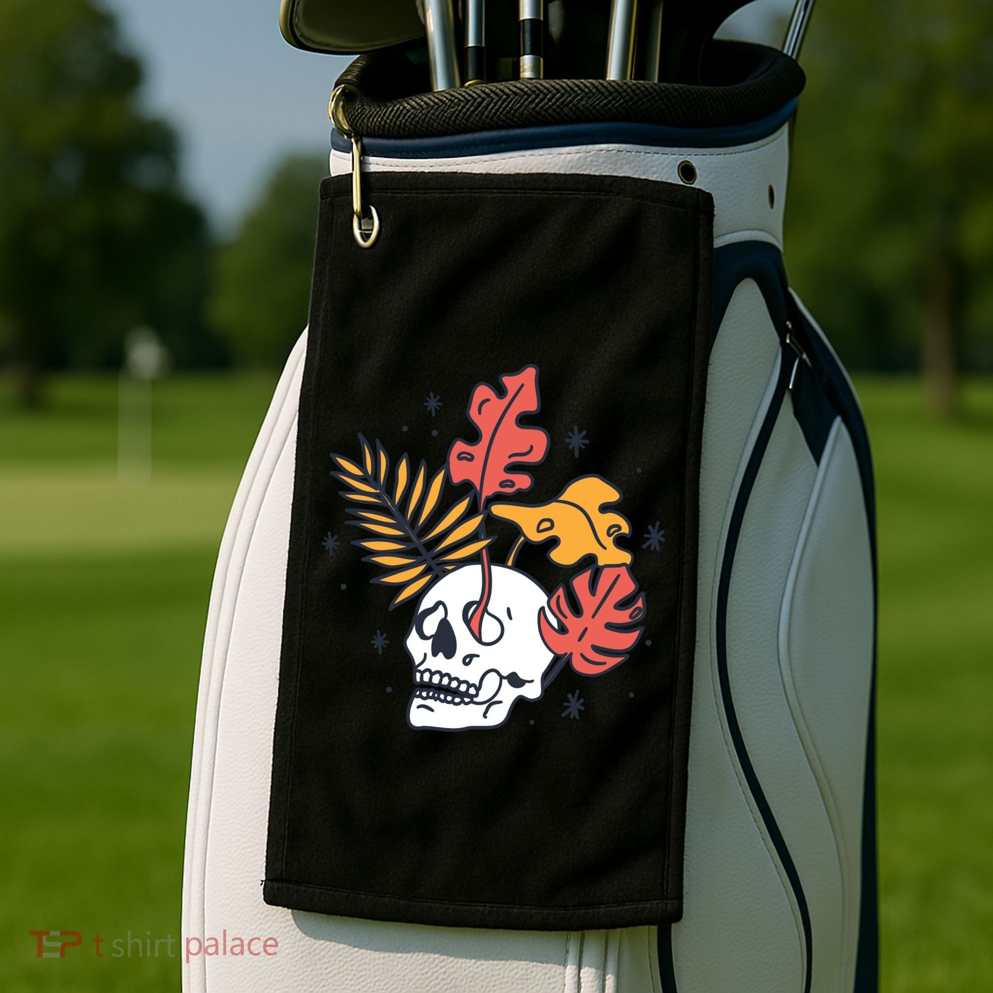 Skull Leaves Golf Towel