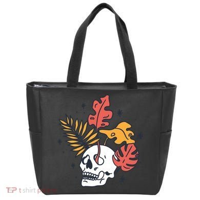 Skull Leaves Tote Bag