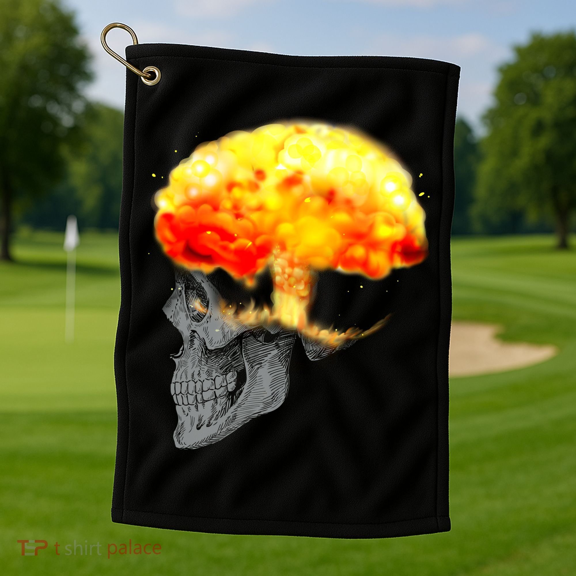Skull Mind On Fire Golf Towel