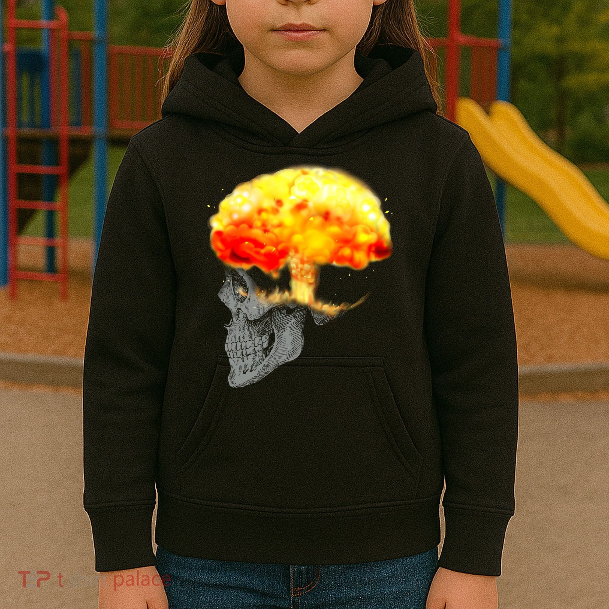 Skull Mind On Fire Kids Hoodie