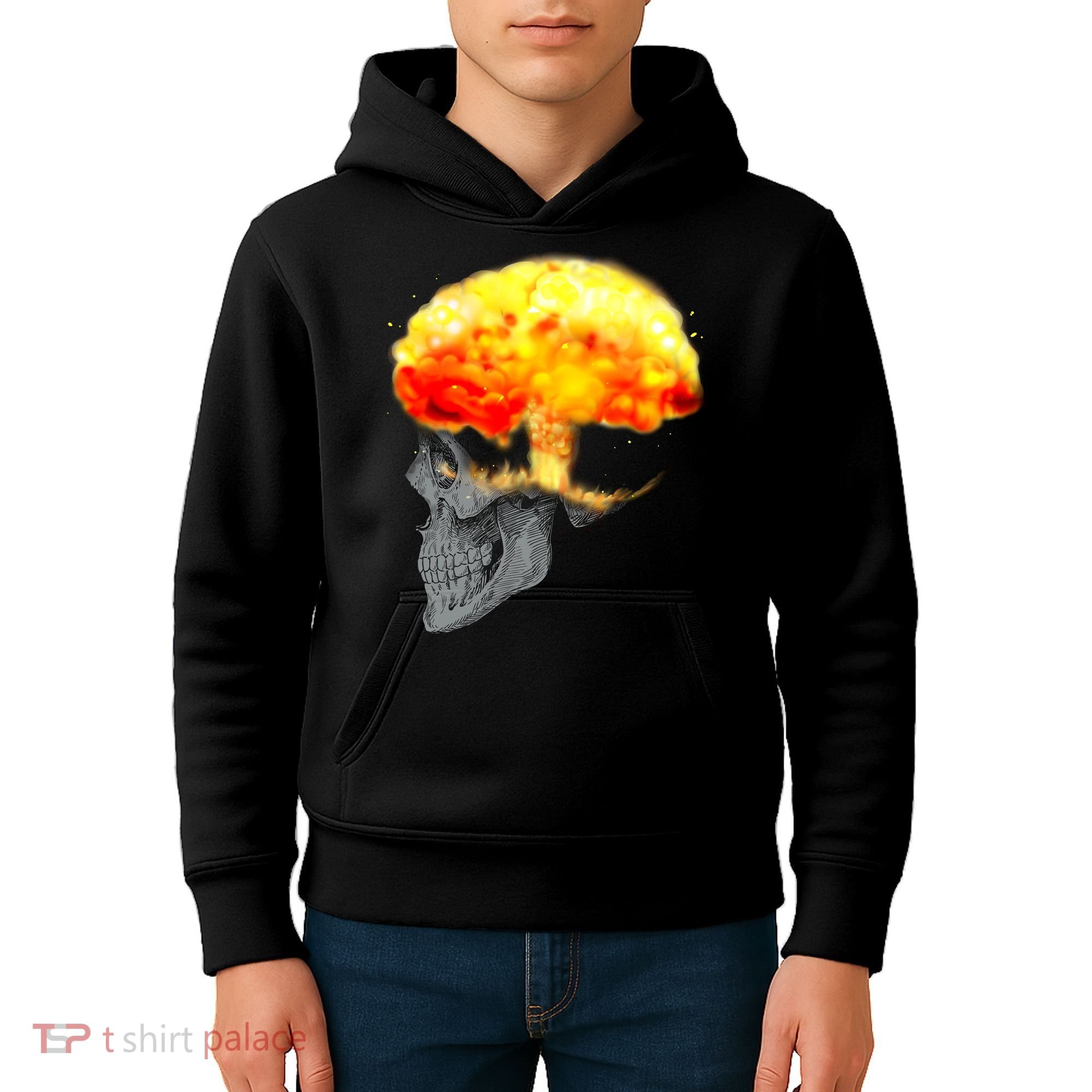 Skull Mind On Fire Kids Hoodie