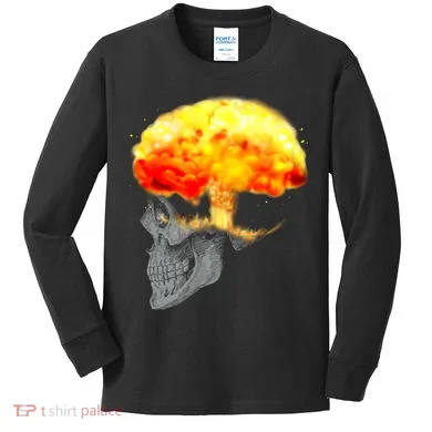 Skull Mind On Fire Kids Long Sleeve Shirt