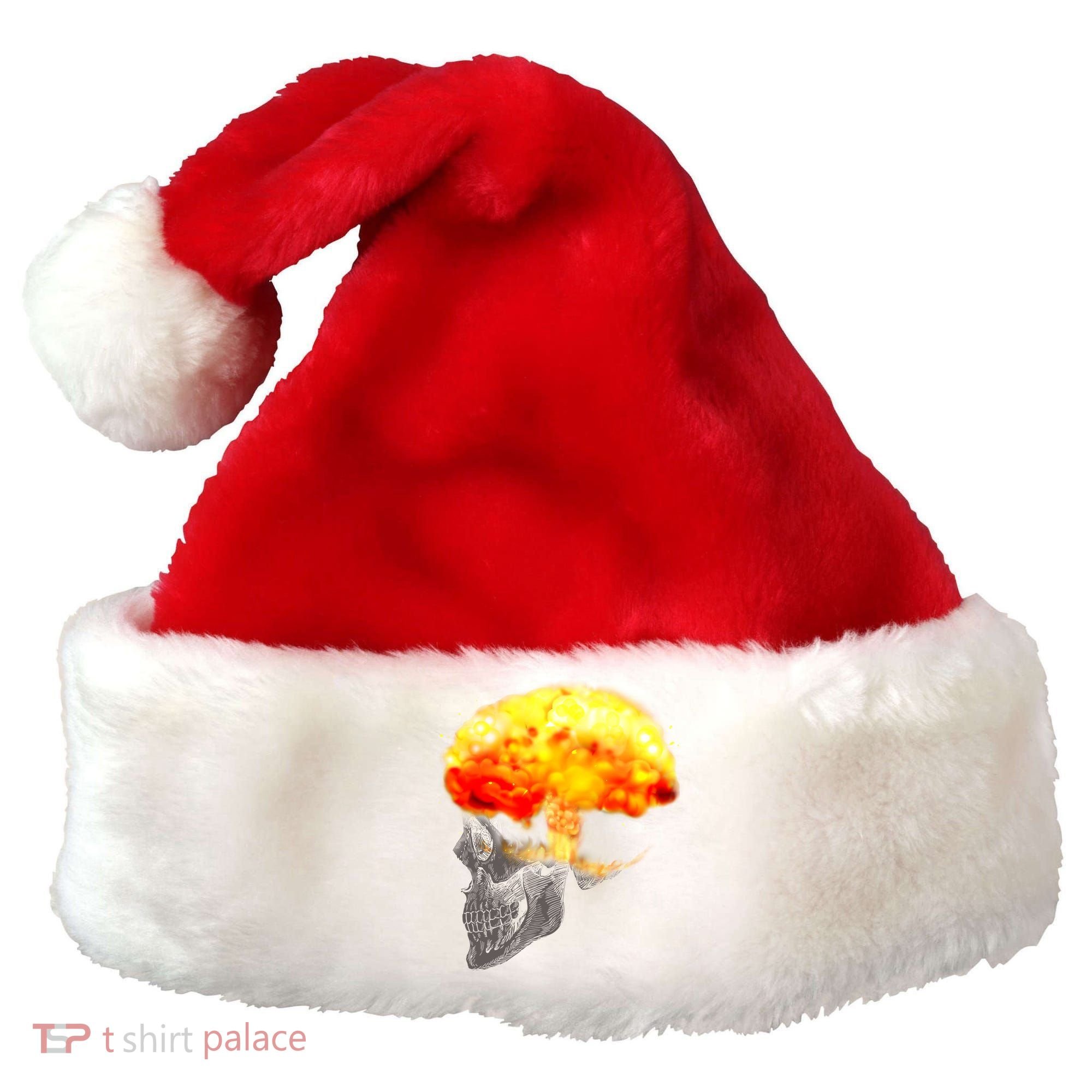 Skull Mind On Fire Santa Hat