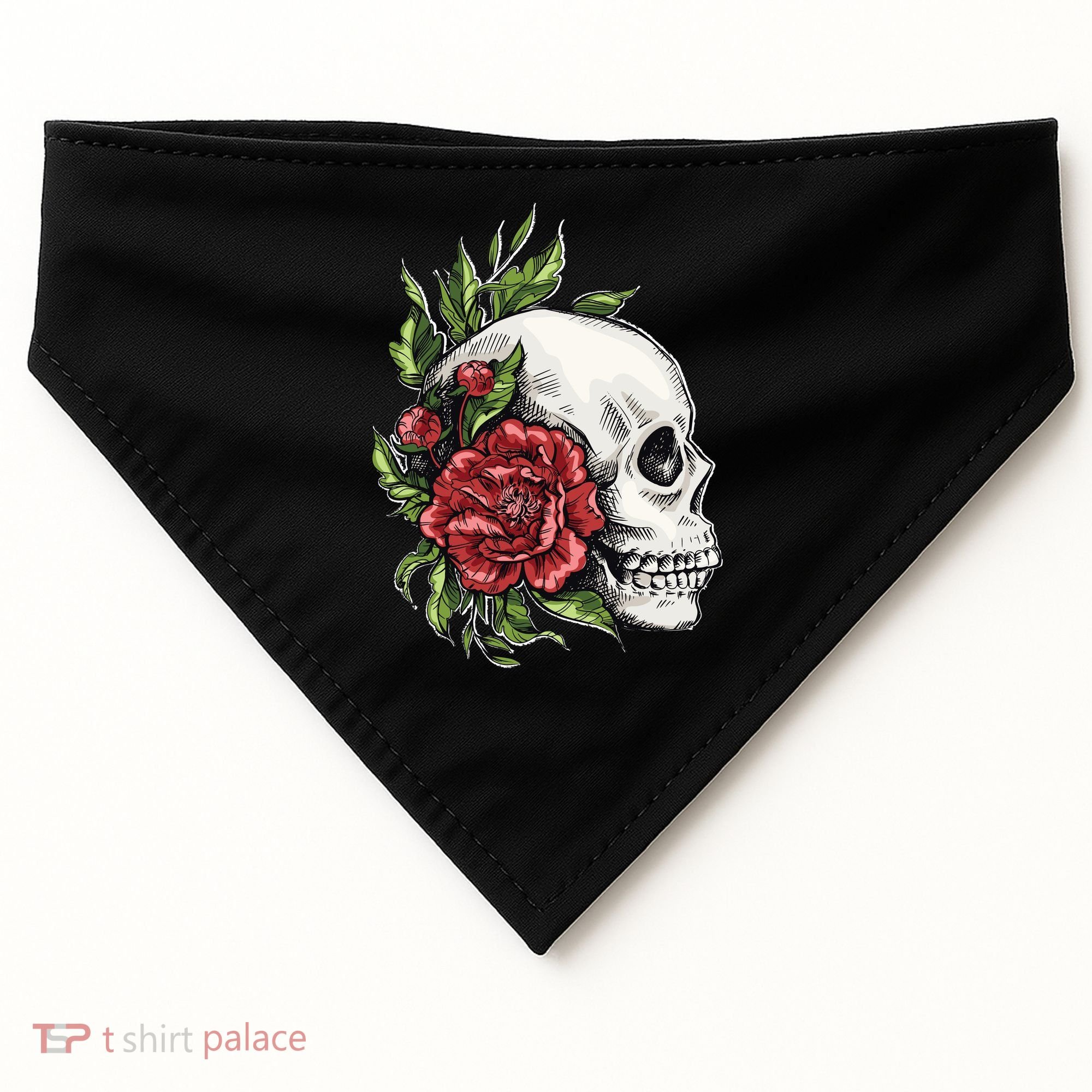 Skull Roses USA-Made Doggie Bandana