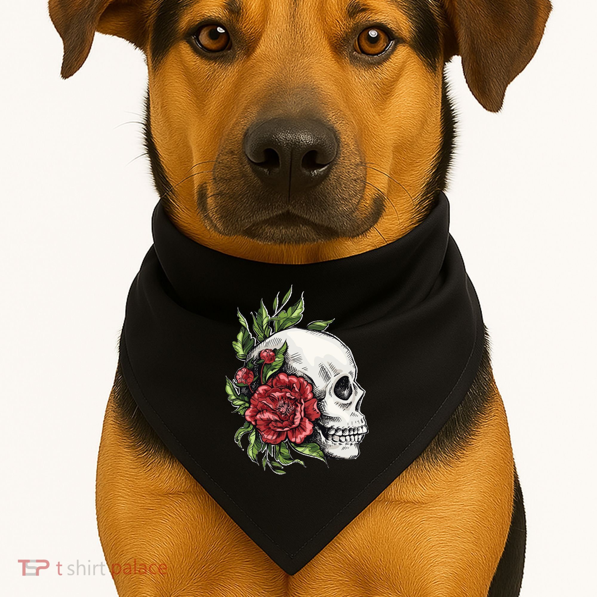 Skull Roses USA-Made Doggie Bandana