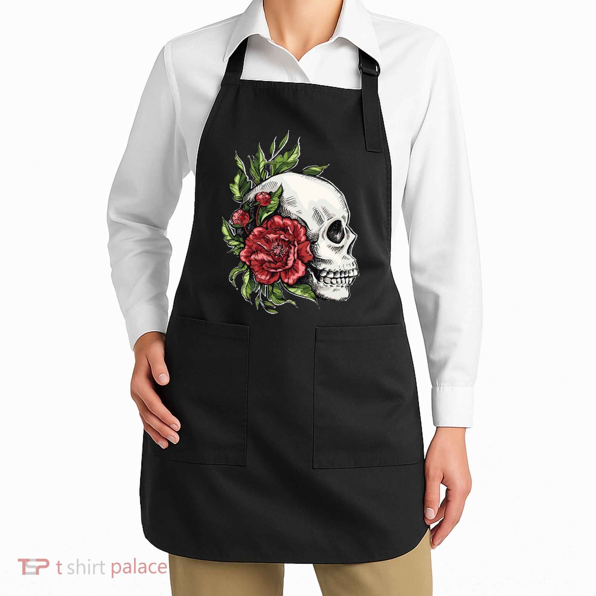 Skull Roses Apron