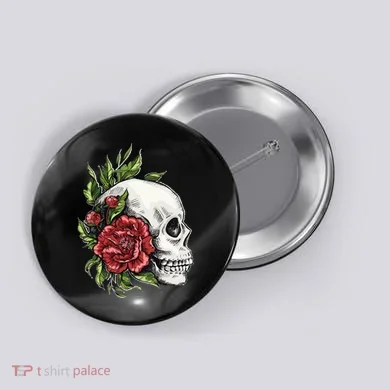 Skull Roses Button