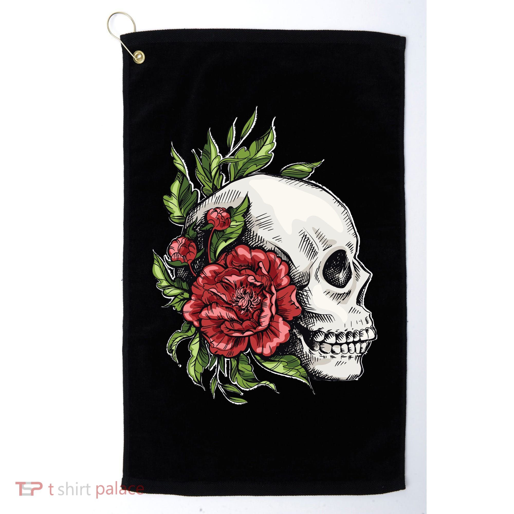 Skull Roses Golf Towel