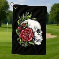 Skull Roses Golf Towel thumb 1