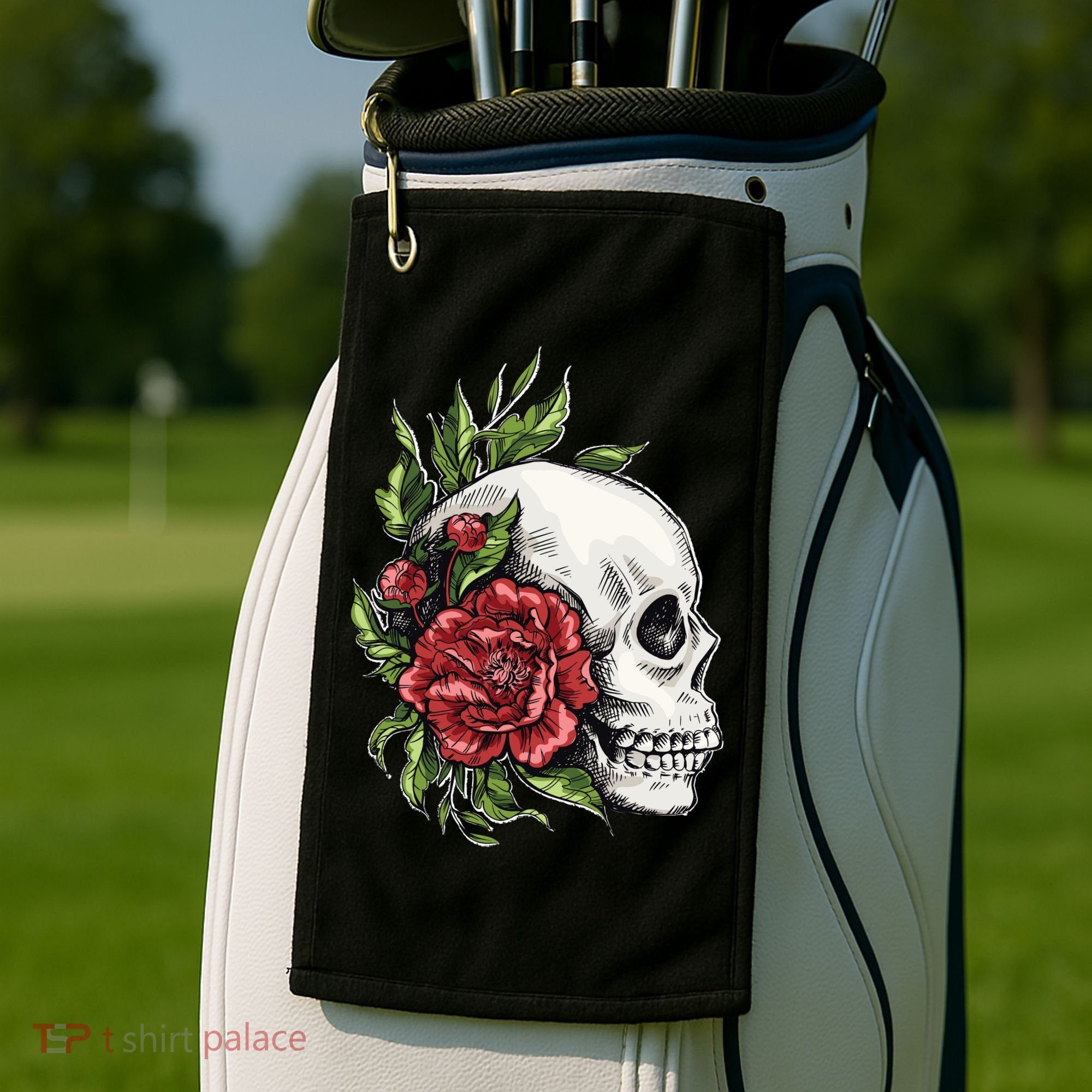 Skull Roses Golf Towel
