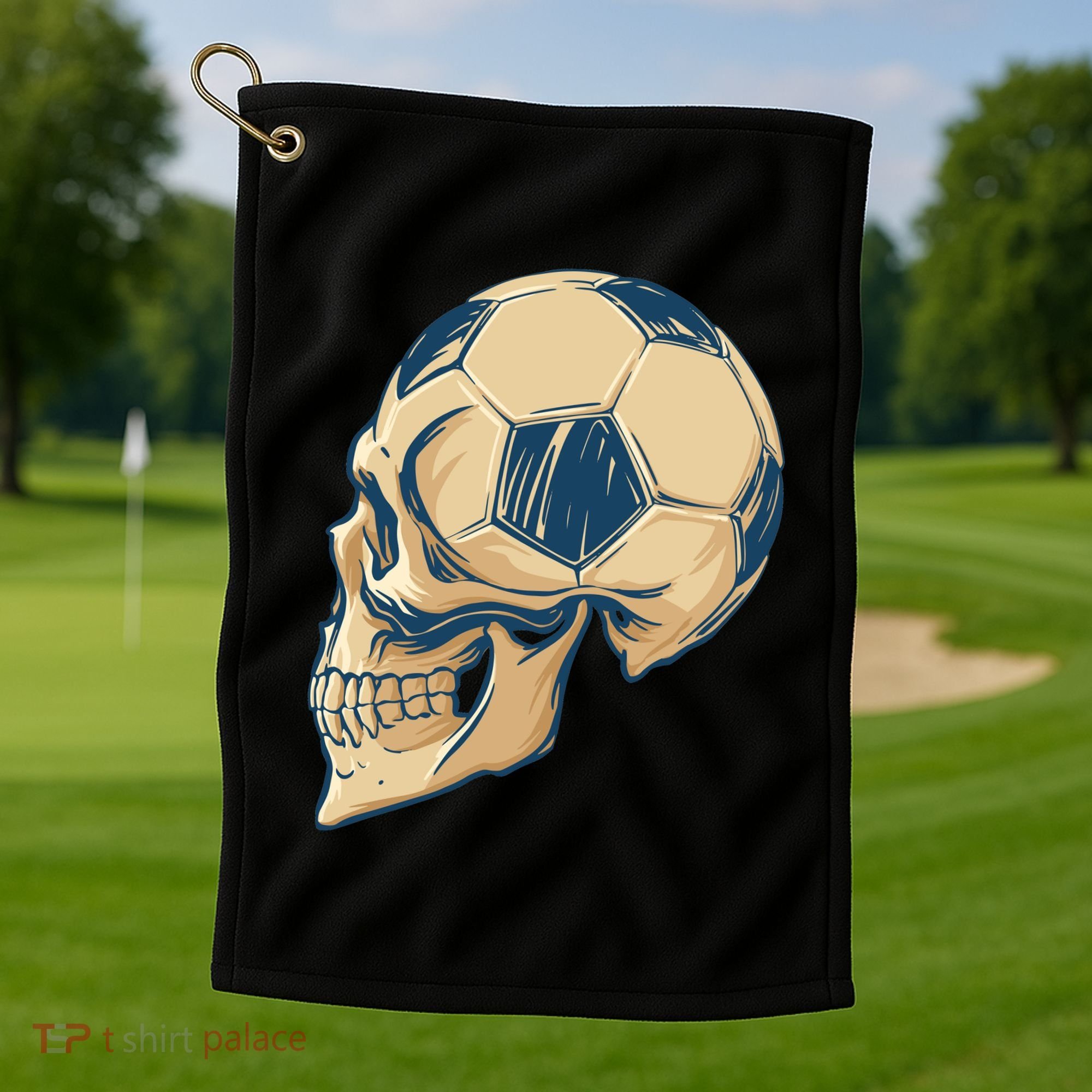Skull Soccer Ball Golf Towel